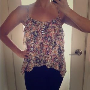 Floral ruffle strappy top